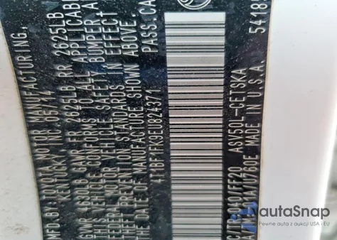 2014 Toyota Camry L from USA, damaged, VIN 4T1BF1FK9EU824371